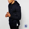 men custom college hoodie wholesale black longline pouch pocket side zip hoodie