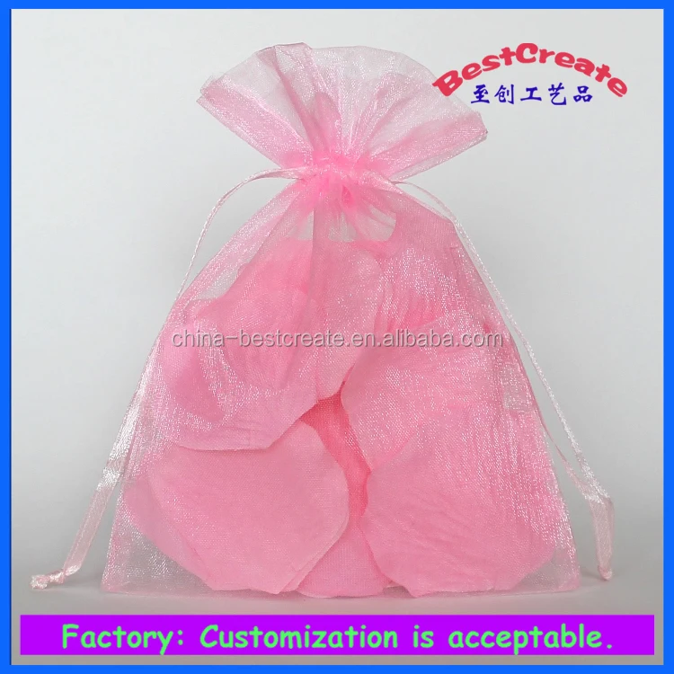 wedding gift packaging pouches pink organza flower bags