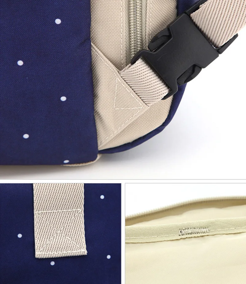 5 PcsSet Baby Diaper Bag Large Capacity Oxford Dot Nappy Backpack Waterproof Mummy Maternity Nursing Designer Mochila BB6019 (9)
