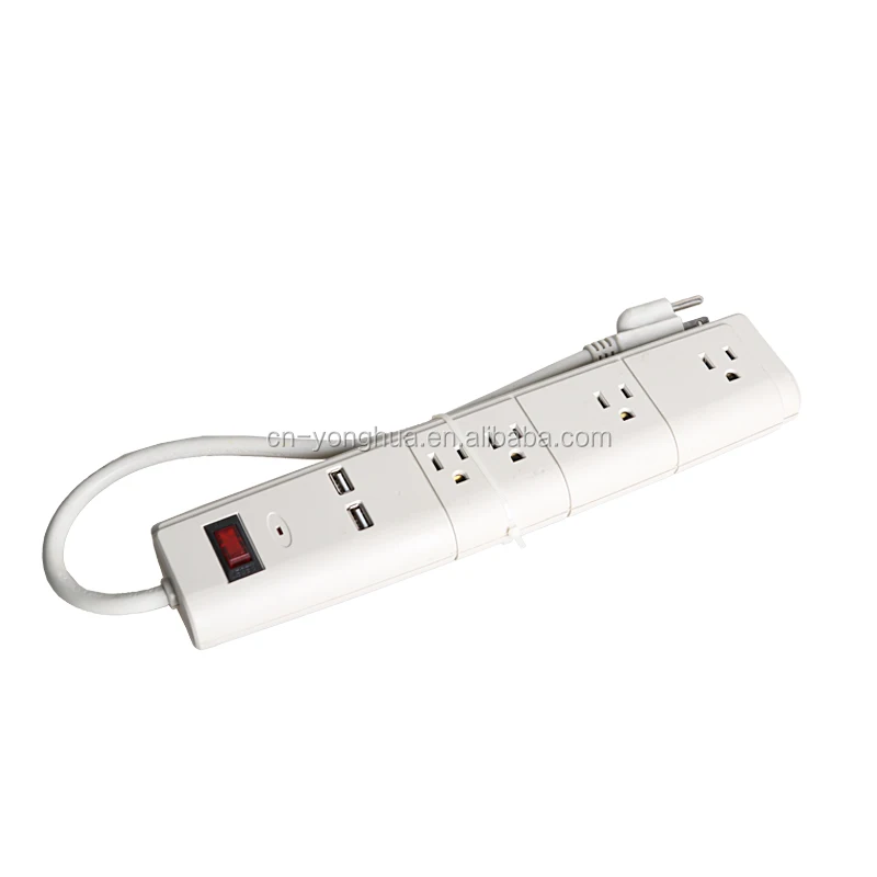 U-L standard Electric4-Outlet Surge Protector Power Strip, 3-ft power cord, 2x US
