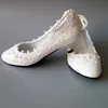 Morili elegant simple pearls lace women 3cm short heel bridal white wedding bride shoes MWSB23