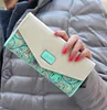 2015 Hot Fashion Women Wallets Flowers Printing PU Leather Long Wallets Portable Change Purse Delicate Casual Lady Cash Purse