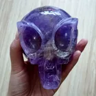 Natural Dark Purple Amethyst Alien Crystal skull for crafts