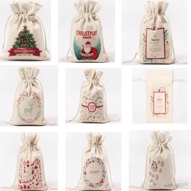 cheap bulk large capacity christmas gifts canvas drawstring bag