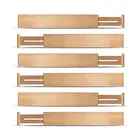 Bamboo wooden kitchen Expendable organizer drawer divider set with Spring Adjustable