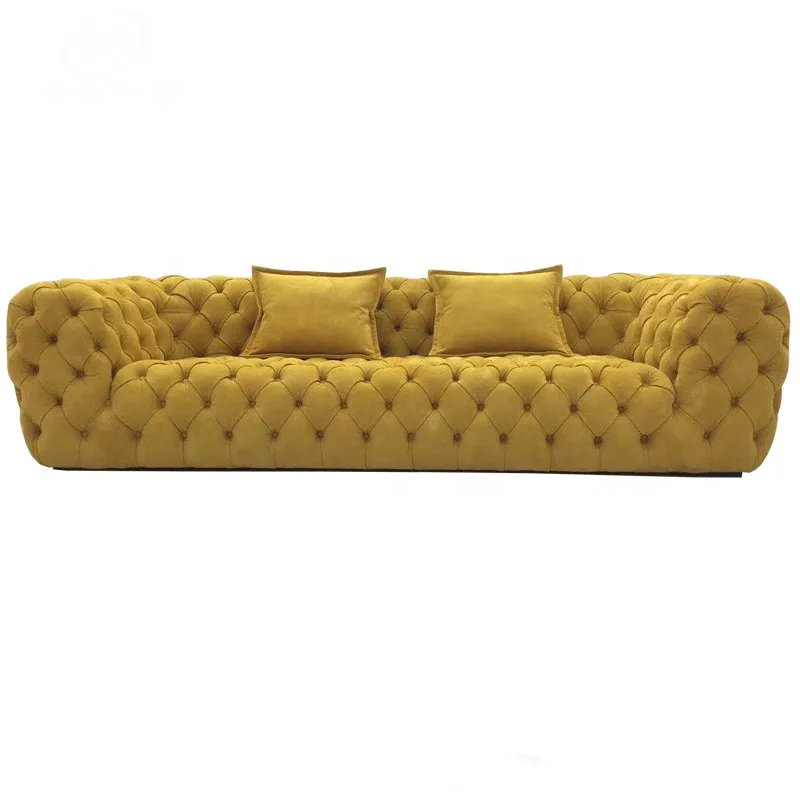 Europeo comodo divano mobili, francese classico trapuntato divano di velluto accento divano