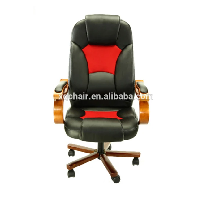 XQ-6014 Popular Ergonomic Luxury PU Leather Wood Base Boss Office Chair