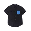 Super size short sleeve bump color Patch pocket mens shirts black loose casual fashion cotton menswear