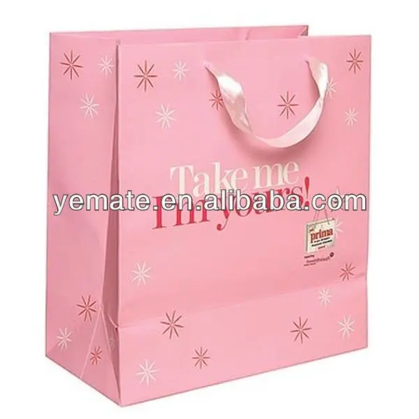 2013 hot selling pink colored art paper bag printing paper