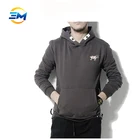 Custom mens khaki side zipper hoodie with chest embroidery
