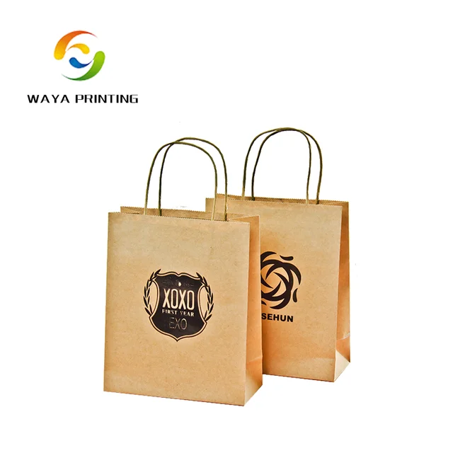 custom design printing eco friendly brown craft paper bag with