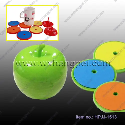 plastic ps cartoon apple coaster/cup mat