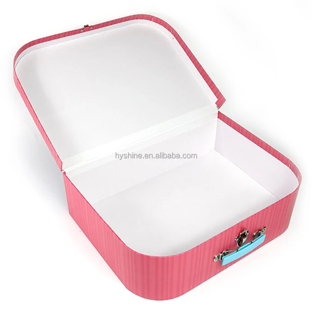 custom made lockable rigid cardboard paper suitcase gift box
