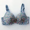 Hot sale women sexy padded print floral bra push up one piece seamless bra