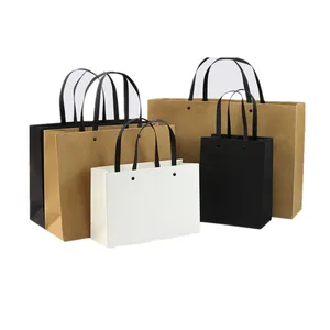 handle bag custom printing logo packing kraft paper shopping