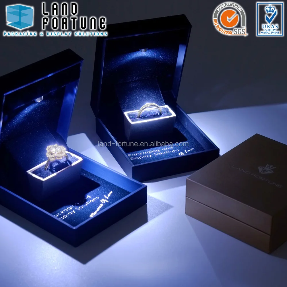 black paper luxury led light plastic jewellery packaging box for