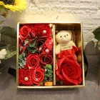Flower Forever Soap Flower In Gift Box Valentines Day I Love You Gift With A Bear For Lover