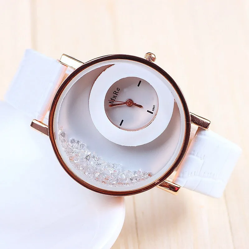 uhren women casual watch Diamond Quicksand dress Quartz Movement Watch ladies watches leather strap Relojes De Marca montre saat