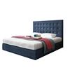 Storage function double bed solid wood frame fabric bed/upholstered queen size button tufting high back bedroom furniture