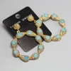LS-D644 Amazing Fashion pave crystal green druzy beads earring with flower shape