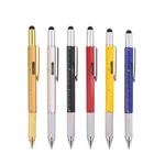 Factory Direct 6 In 1 Multifunction Tool metal Ball Pen Screwdriver Ruler Level Touch Stylus Ballpoint Pen