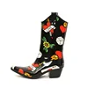 Classic cool women western rubber cowboy rain boots with skulls fashion rain shoes