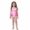 Hot sale Girls pink flamingo swimsuit one piece kids bathing suit girls baby swimming wear