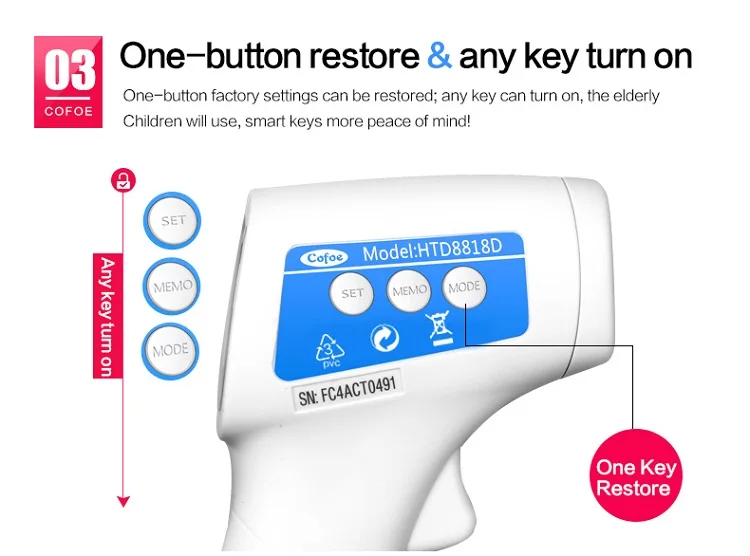 Hot selling Backlight Digital Non contact forehead infrared thermometer