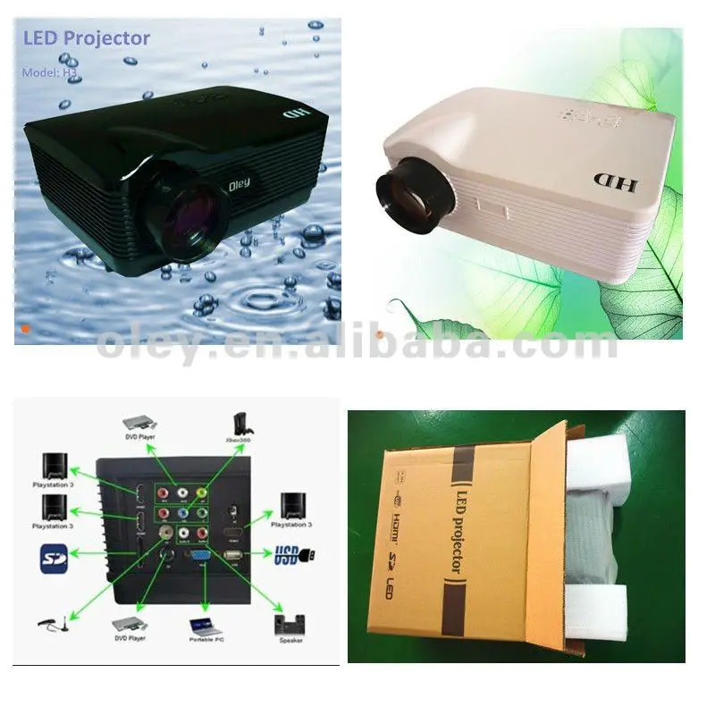 3000 lumens 1280*768 led projector--3*hdmi, vga, s-video, usd/card reader, tv