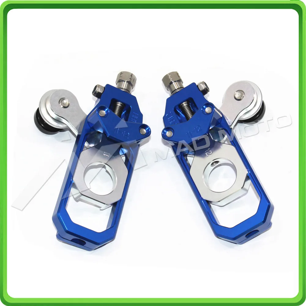 Motorcycle Chain Tensioner Adjuster with bobbins kit for Kawasaki Ninja ZX6R ZX-6R ZX-636 ZX636 2013 2014 2015 2016 Blue&Silver (4)