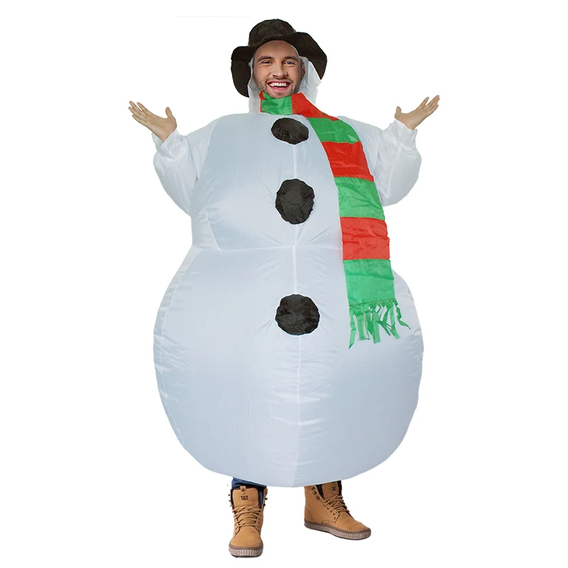 Надувной прекрасный костюм снеговика Надувное рождественское платье талисман Blow-up водонепроницаемый Косплей украшение партии для взрослых