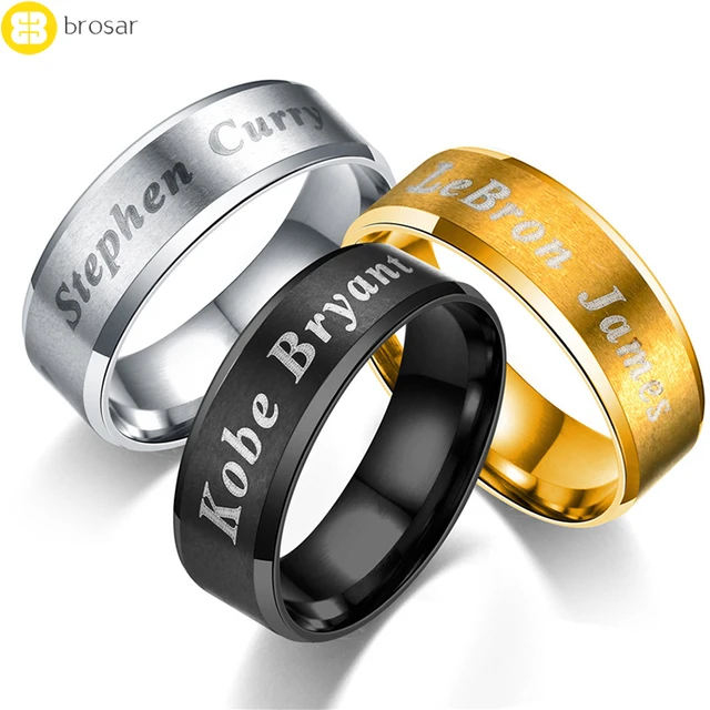 high quality polish ring engraved kobe bryant lebron james