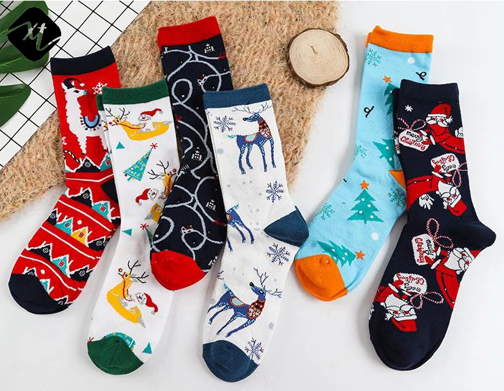 

Merry Xmas christmas cotton Santa Claus funny colourful pattern gift women ladies girls socks