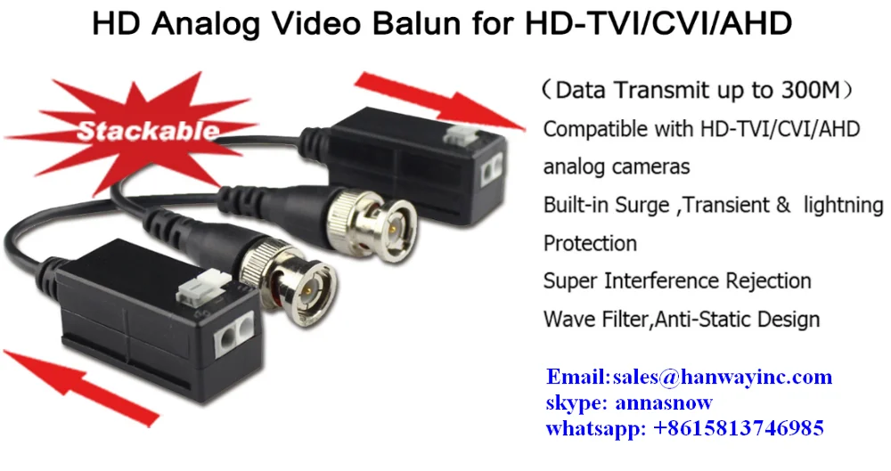 1 channel Passive 4K 8MP UTP Video Balun with pigtail