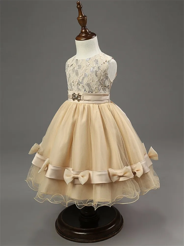 Retro Style Girls Party Wear Dress Kids 2015 New Designer Flower Bowknot Party Formal Ceremonies Dresses For Girls Free Shipping