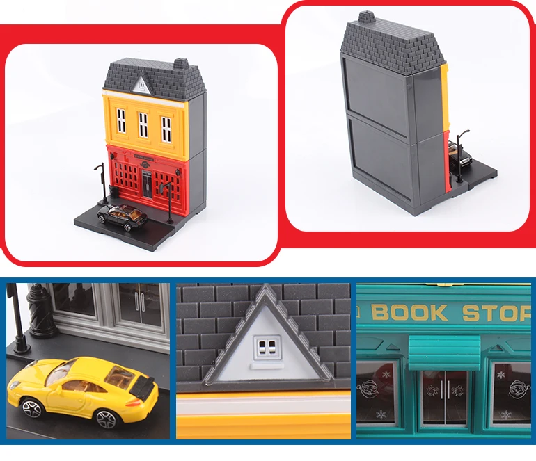 educational diy street shop style double-deck block plastic