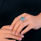 Emerald Ring Emeraldringemerald Flower Shape Emerald Jewelry Color Gemstone Sterling Silver Ring