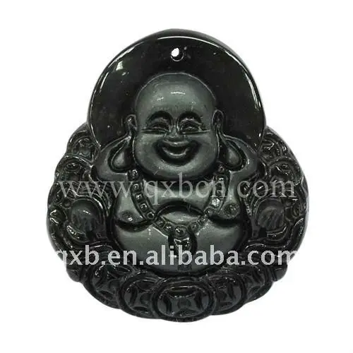 obsidian gemstone necklace wholesale buddha pendant