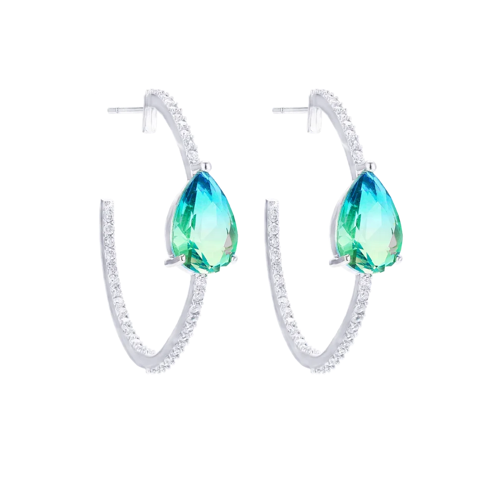 New Trend Women Green Crystal Cubic Zirconia Hoop Earrings Copper Ear Jewelry, Silver
New Trend Women Green Crystal Cubic Zirconia Hoop Earrings Copper Ear Jewelry, Silver