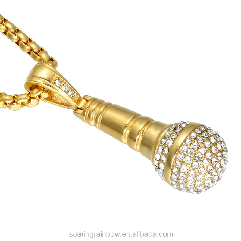 Gold Color Titanium Stainless Steel Ice Out Bling Music Stereoscopic Microphone Pendant Necklace for Men Hip Hop Jewelry, As picture
Gold Color Titanium Stainless Steel Ice Out Bling Music Stereoscopic Microphone Pendant Necklace for Men Hip Hop Jewelry, As picture