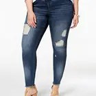 New fashion sexy plus size distressed skinny ripped jeans pants for fat women