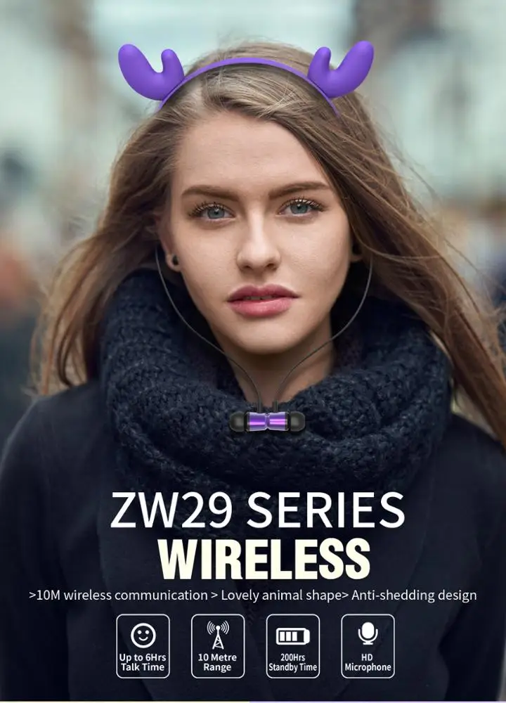 2019 new design wholesale wireless cat ear headset earphone gift earphone ZW-29 Christmas gifts for girl - ANKUX.COM
