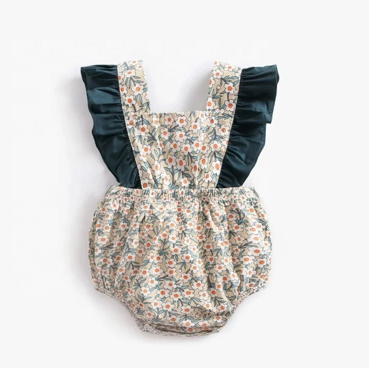 

Wholesale Floral Print Fashion Organic Cotton Baby Clothes Cute Newborn Baby Romper