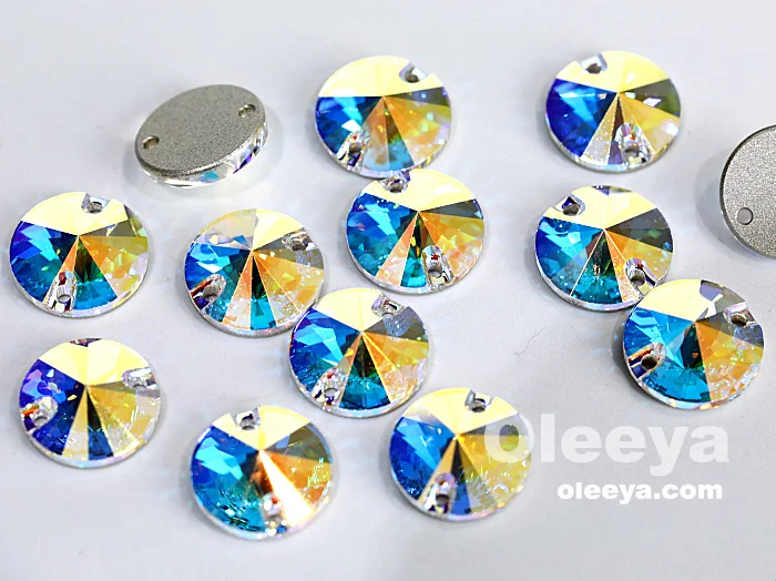 Wholesale High Quality 5A Flat Back Glass 10mm 16 Cut Round Crystal AB Sew on Rhinestones for Sewing on Clothes and Shoes