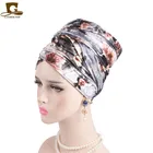 Factory Custom Velvet Head Wrap Hijab Nigerian Turban Extra Long Tube Indian Floral Headwrap Scarf Tie TJM-307