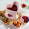 OEM/ODM Factory wholesale custom candle mini ceramic fondue set heart shape chocolate warmer fondue set