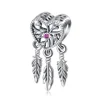 925 Sterling Silver heart shape red CZ tassel oem Bracelet Necklace Bead Charm