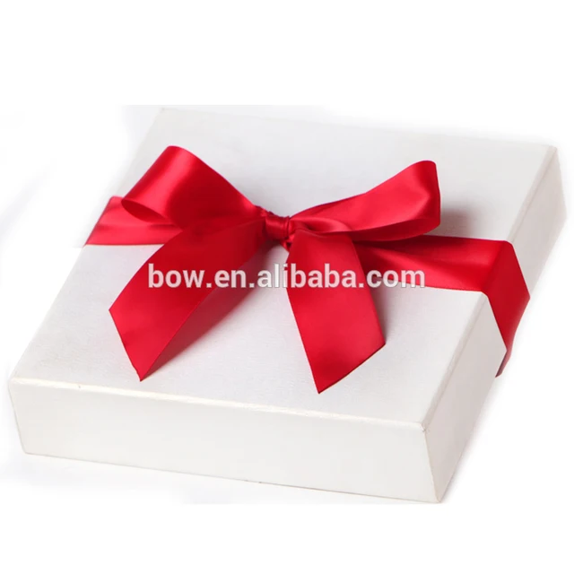 day decoration red satin elastic ribbon bow for gift box