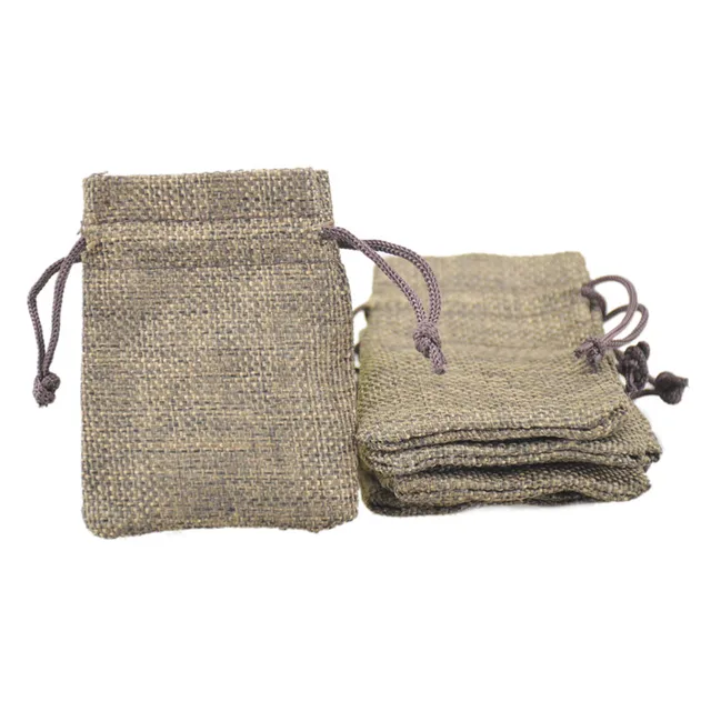small burlap linen jute sack bag drawstring pouch