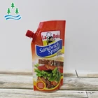 Tomato Sauce Food Packaging Reusable Grade Plastic For Ketchup Liquid Drink Packing Spout Pouch